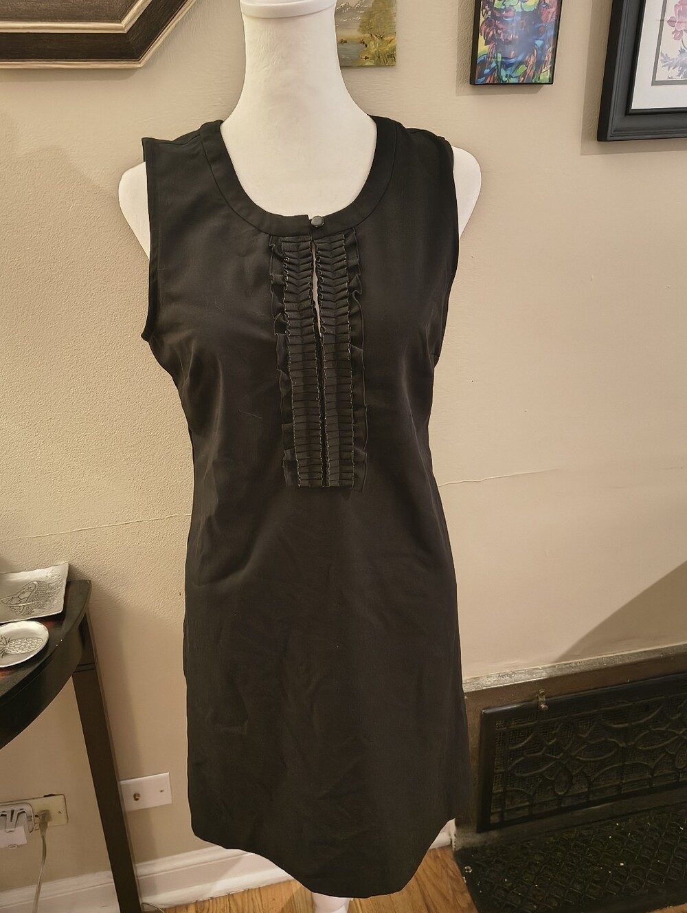 GAP Black Sleeveless Ruffle-Front Mini Dress